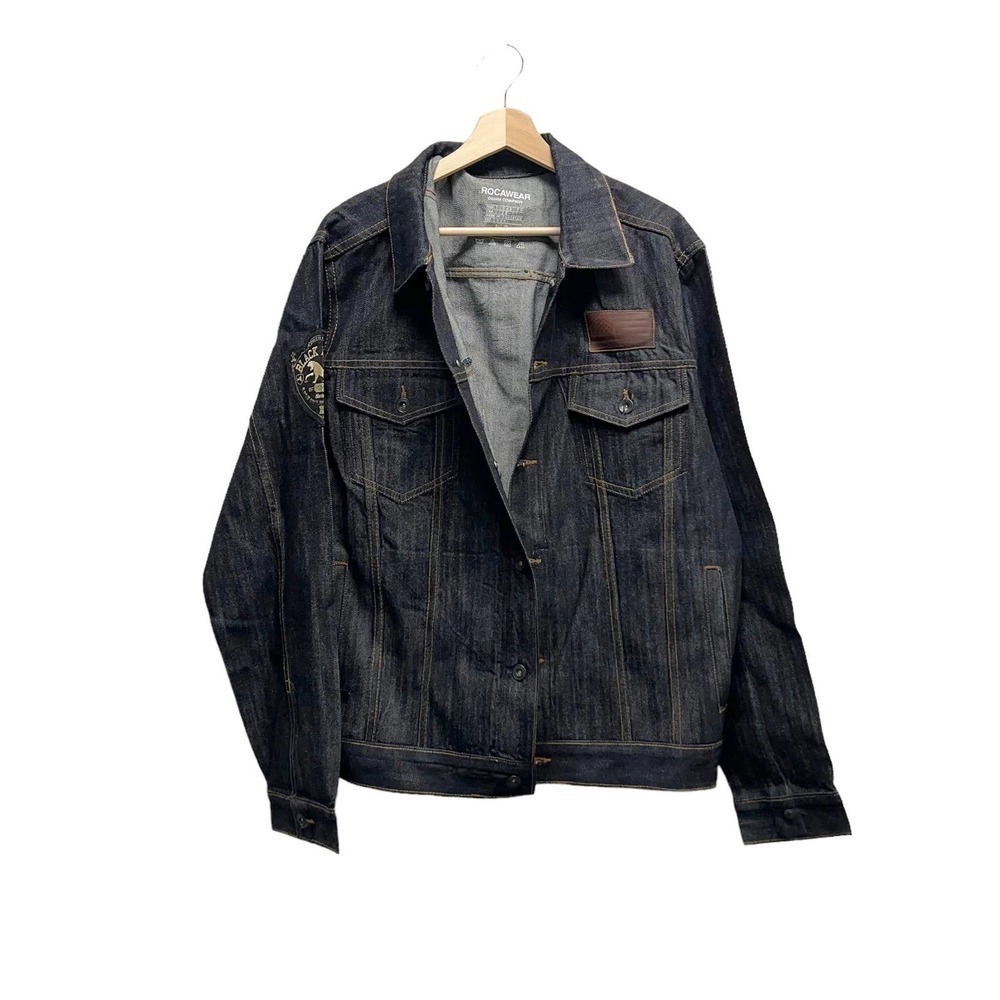 Rocawear Mens Denim Jacket With American Flag Size 42